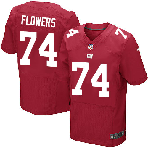 Men's Elite Ereck Flowers Nike Jersey Red Alternate - #74 NFL New York Giants